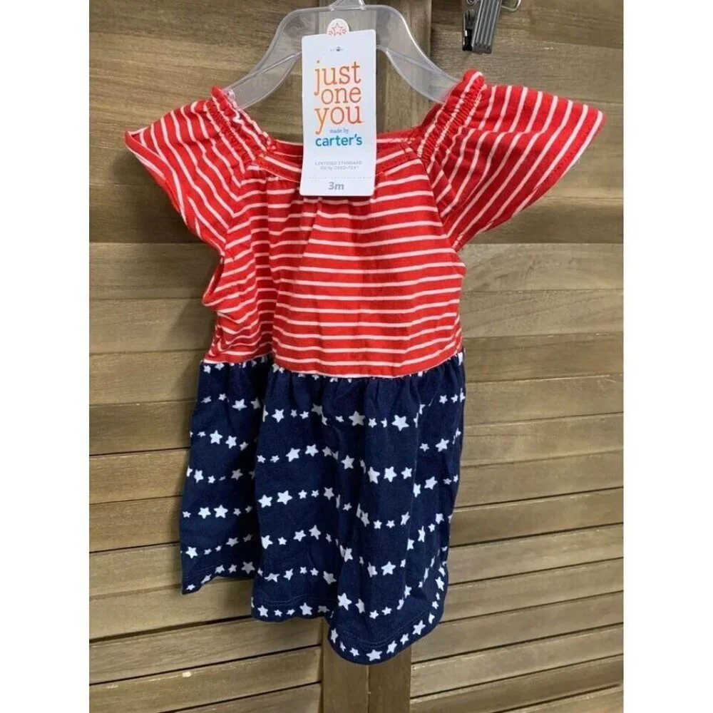 NWT Just One You Baby Girls Americana Patriotic Dress Size 3 Months 4th July Z4